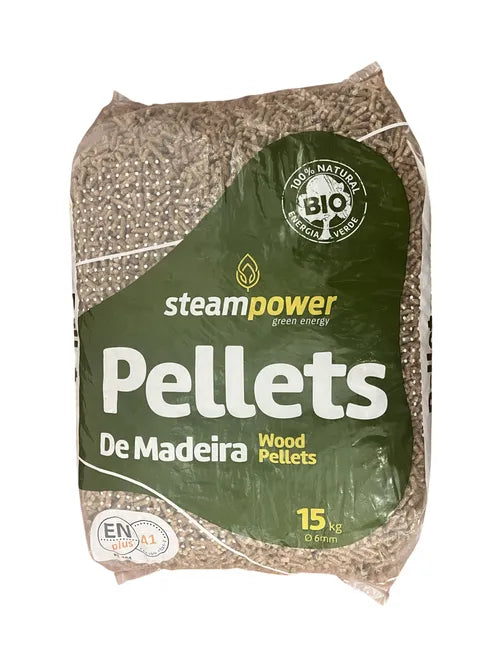 Pellets de Madeira Maciça Steampower - Saco de 15kg